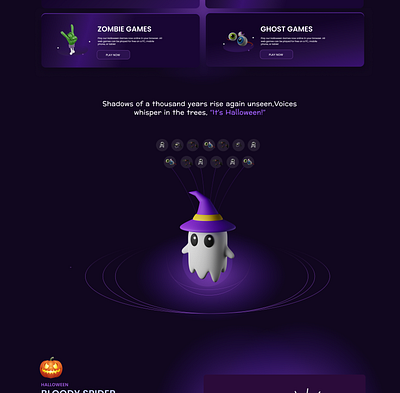 Halloween Game 3d animation branding color theory design gaming website gamingapp graphic design halloween illustration logo motion graphics ui ux webpage website