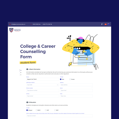 College & Career Counselling Form design form school ui ui ux webdesign website