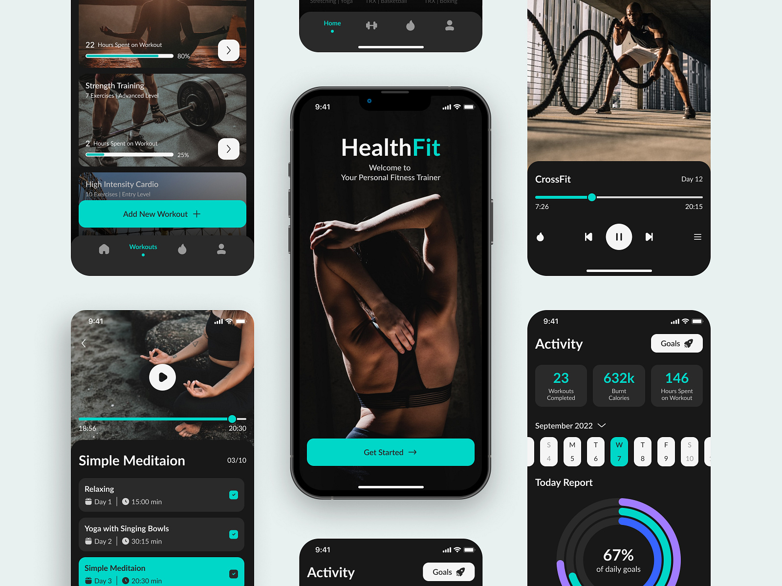 HealthFit mobile app by Elinext on Dribbble