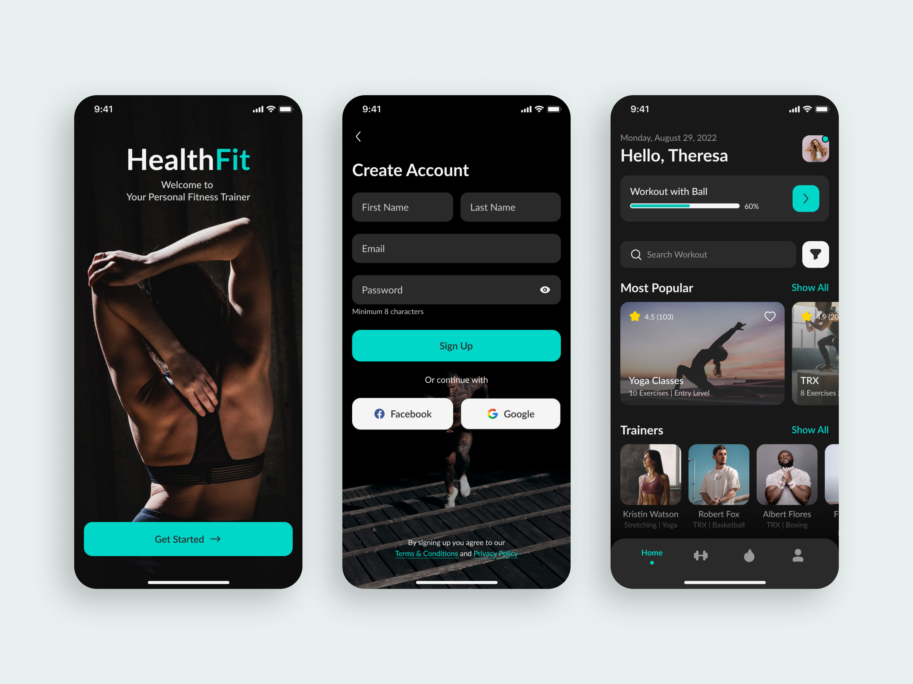 HealthFit mobile app by Elinext on Dribbble