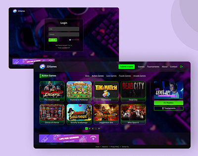 Gaming Website Design design games games portal gaming gaming portal gaming website login prototyping ui web design website website design