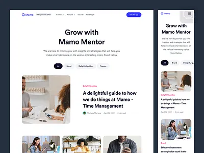 Mamo Website - Blog banking application banking software blog page e commerce finance website fintech floating button guide article interaction design interface landing page payment product product design service ui ux web design web ui web ux