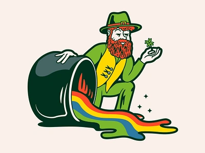 Rainbow Maker cauldron character design clover design doodle drawing graphics illustration leprechaun rainbow st patrick vector wip