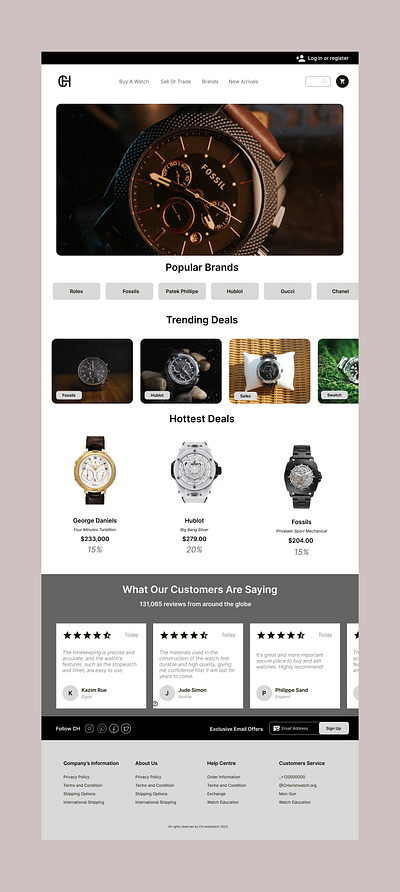 Wristwatch Landing page using neutral colour figma ui uxdesign websites wristwatch