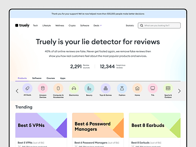 truely - reviews detector webflow design analytics b2b b2c business company compare customer data design detector enterprise landing page product reviews software ux uxui web