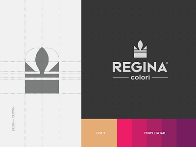 REGINA - Brand identity branding colors creative crown design font graphic design icon logo logomaking logotype minimal palette pantone process purple queen regina sweet symbol
