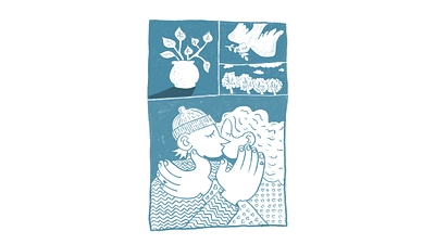 Kiss ai character design draw flat illustration flower graphic graphic design illustration kiss love pigeon procreate tree