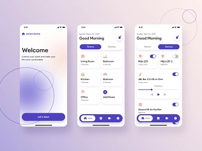 Smart.Home - mobile app app app design bedroom chart dashboard design device elinext filter home light lightning menu mobile app profile smart smart home ui uiux design ux