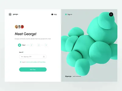 Web3 Community Platform Onboarding 3d animation blockchain commercial community dashboard defi landing page login minimal onboarding platform saas signup page user ux ui web 3.0 web3 webapp webdesign