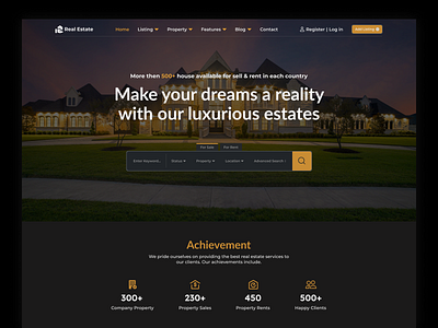 Luxury Real Estate Website Landing Page apartement discover home page house interface landing page luxury product design properties property real estate real estate agency realestate residence ui ui ux web web design