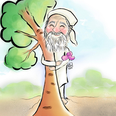 Sunderlal Bahuguna caricature cartoon chipko movement digital art environment environmentalist famous personalities flora and fauna forest conservation forest hugger greenery illustration india indian activist indian social activist save forests save the environment social activist the himalayas tree hugger