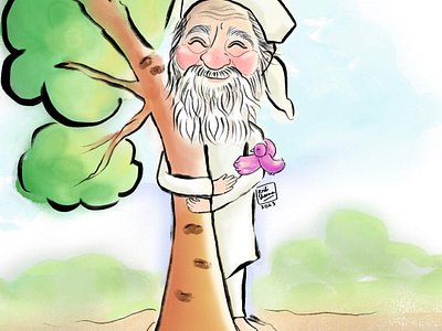 Sunderlal Bahuguna caricature cartoon chipko movement digital art environment environmentalist famous personalities flora and fauna forest conservation forest hugger greenery illustration india indian activist indian social activist save forests save the environment social activist the himalayas tree hugger