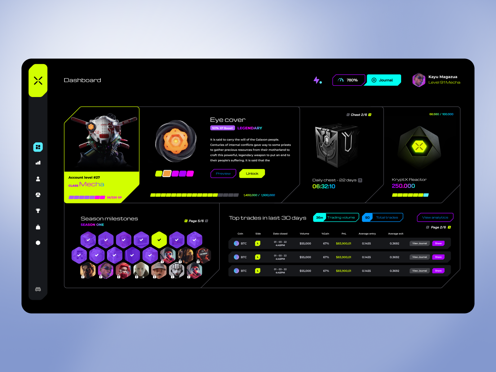 KryptX - Gamified crypto trading platform dashboard by Boris Batocanin for  R A G E B I T E on Dribbble