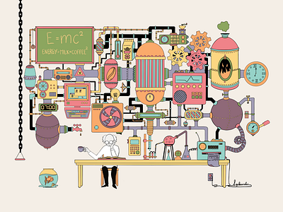 Coffee machine prototype animation coffee coffee machine drawing handmade illustration machine motion motion graphics procreate prototype science scientist stop motion