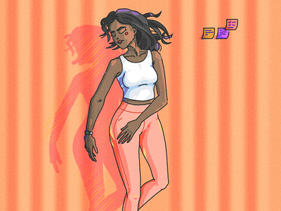 Aerobics Illu black character dance fitness gym illustration