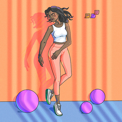 Aerobics Illu black character dance fitness gym illustration
