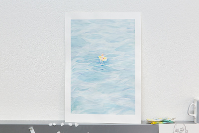 Le bain at sea baignoire bath bleu blue dream illustration intimacy mer ocean painting water