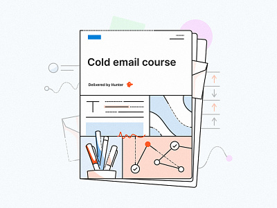 Hunter.io - Cold email course brand cold copy course ebook email hunter.io icon illustration learn lines outreach strategy text ui ux