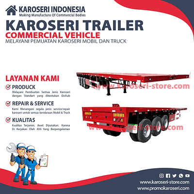 Kroseri Trailer Flatbed 3 Axle distributor karoseri flatbed harga karoseri jual karoseri karoseri karoseri indonesia trailer trailer truck