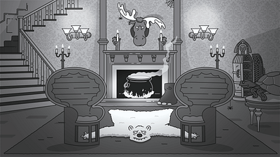 Addams Family Living Room: Simpsons Style addams family humor illustration interior design netflix the simpsons wednesday