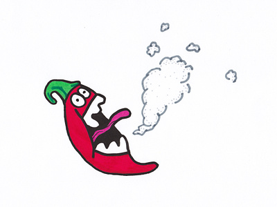 Coming in hot cartoon character chili chili pepper chilis drawing hand drawn hot illustration markers pepper smoke teeth tongue