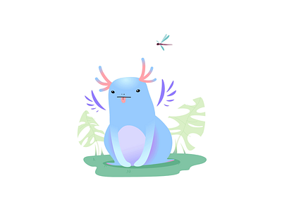 No thoughts, Head blue animal animation axolotl blob blue comic dragonfly frog graphic design illustration madewithsvgator monster motion graphics pet simple strange tongue vector weird wings