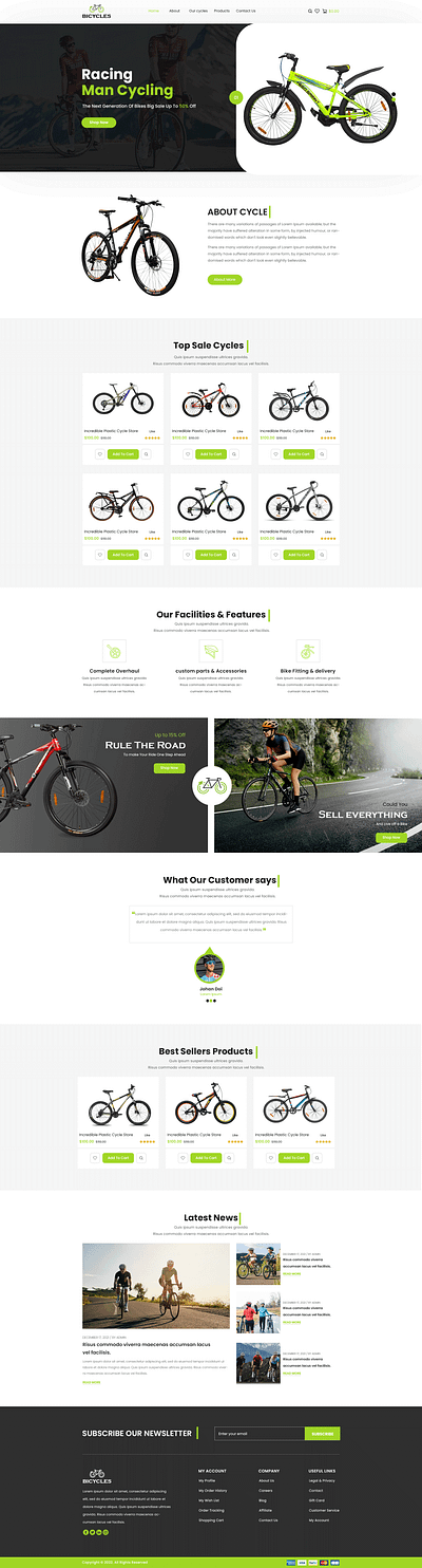 Bicycles Landing Page 3d banner branding cycle store design graphic design illustration logo motion graphics ui vector