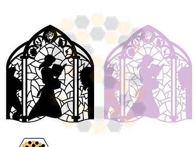 Beauty and the Beast Stained Glass SVG graphic design logo