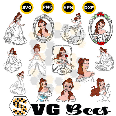 Belle Beauty and the Beast SVG graphic design logo