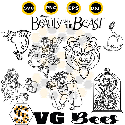 Beauty and the Beast Silhouette SVG graphic design logo