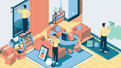 Home Improvements decor digital editorial folioart home illustration lifestyle nick slater vector