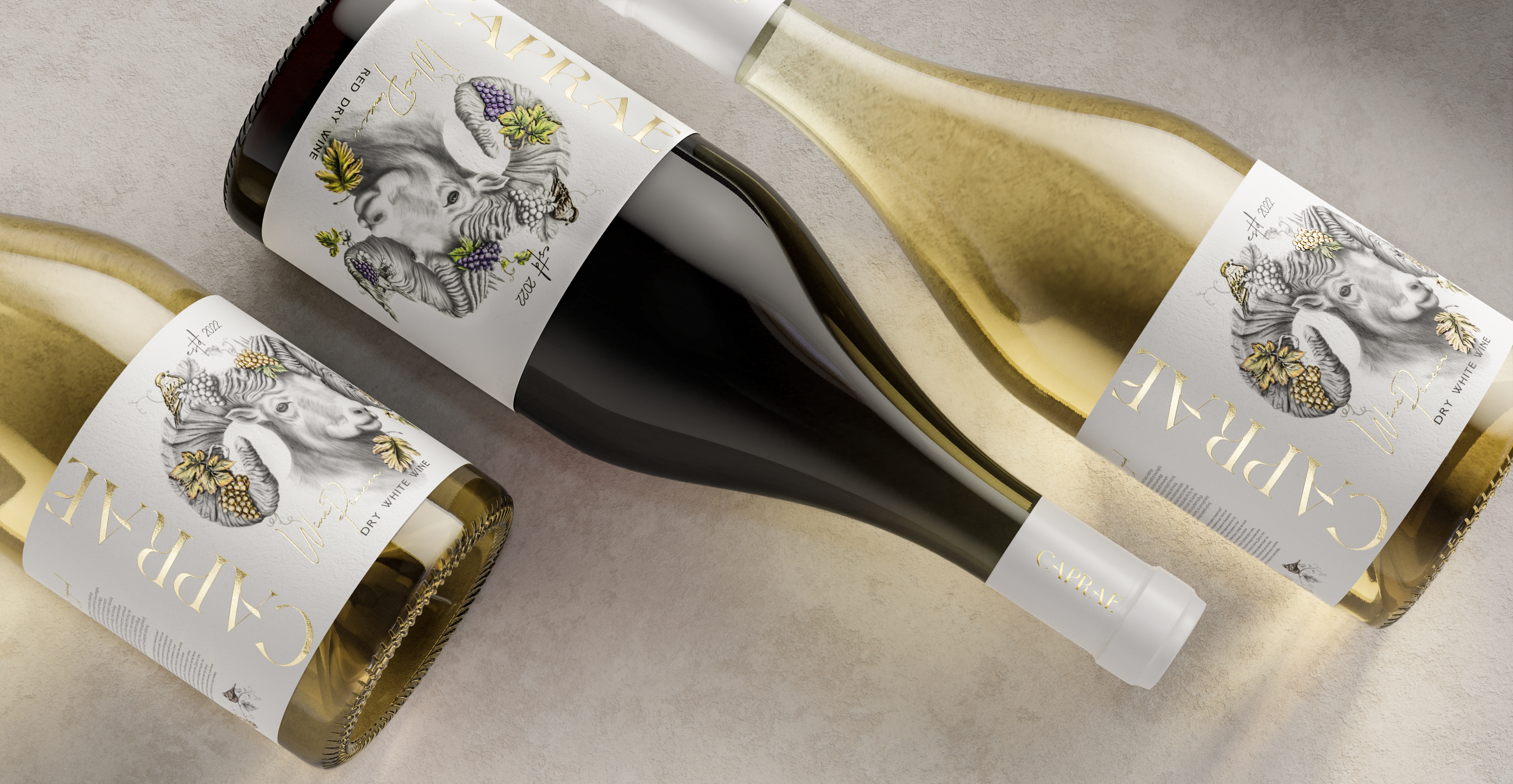 Caprae Wines | Branding & Packaging by WEDO Creative Solutions. 3d branding design graphic design graphicdesign illustration logo packaging