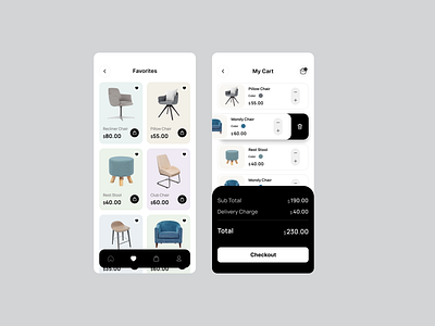 Furniture E-Commerce Mobile App branding design graphic design illustration landing page mobile app product app ui ux