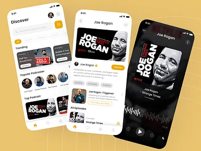 Podcast App Design app design audio app design audio streaming app mobile app mobile app design podcast app podcast app design ui design ui ux uiux uiuxdesign