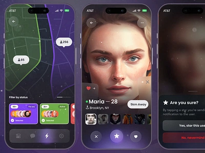 Dating App | AI-Generated Arts ai animation app art card dating face generate map match minimal motion navigation portrait question social swipe tinder ui ux