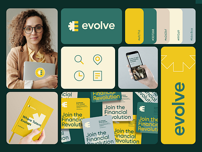Evolve Branding abstract ai banking bold branding clever corporate data finance fintech futuristic letter logo mark minimal payment technology transform trust web