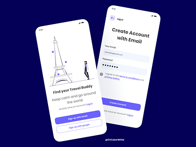 Travel Buddy Sign up Page app design ui ux