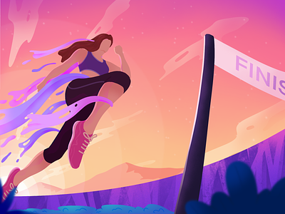 Run - illustration design finish illustration landscape modern run web