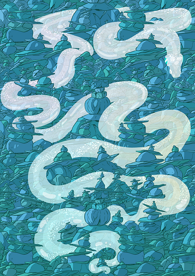 Yokaï: an illustrated book cover book illustration bookcover comics couverture livre design digitalart drawings fantasy graphic design illustrated illustration magic motif pattern photoshop