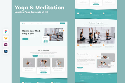 Yoga & Meditation Landing Page Template UI Kit affirmation asmr design landing page meditation template ui ui design ui kit ux webdesign website yoga