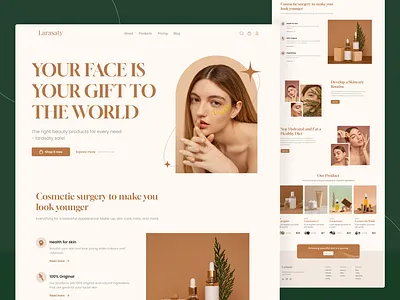 Larasati - Skin Care Landing Page animation beauty branding care design exploration graphic design interface landing page logo skin skin care ui vector
