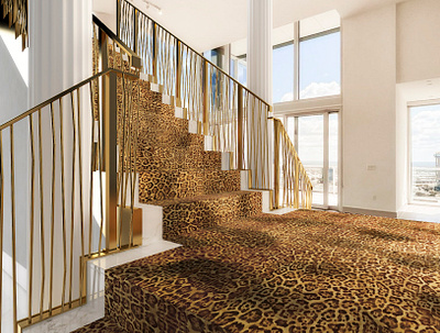 Special balustrade in gold brass finish classic contemporary design interiordesign italianstyle luxury render