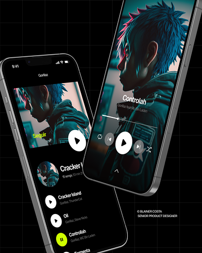Stream music Player with AI ai app design midjourney ui ux