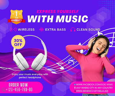 headphone ads banner design facebook ads graphic design instagram ads promotion vedio ads social media ads