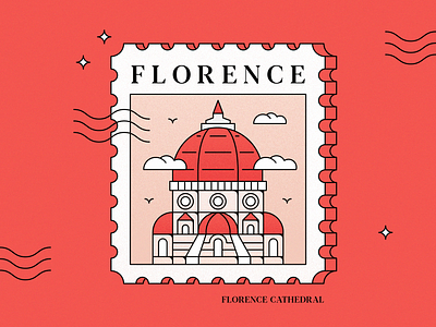 Postage Stamp of Florence, Italy architecture artwork building cathedral design florence graphic design graphicdesign illustration italy italy illustration lineart postage stamp stamp stamp collection stamp design tuscany vector vector graphics