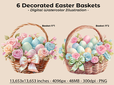 Easter Bunnies with Flowers and Eggs Collection illustration photoshop scrapbook