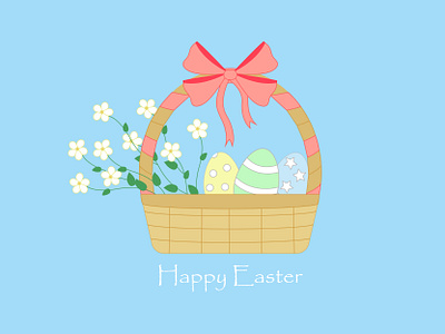 Easter basket design easter eggs flowers happy easter illustration vector