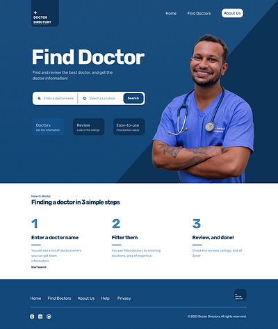 Doctor Directory - Landing Page app application design doctor figma health interface landing landing page modern modern design ui ux