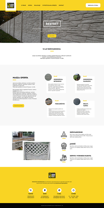 Website of the manufacturer of concrete fences ui website wordpress xd