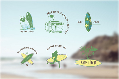 Summer Surfing Prints Design branding design graphic design illustration logo prints stickers vector